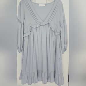 Mustard SEED BABY DOLL FLOWYDRESS WITH POCKETS SIZE SMALL Blue/gray